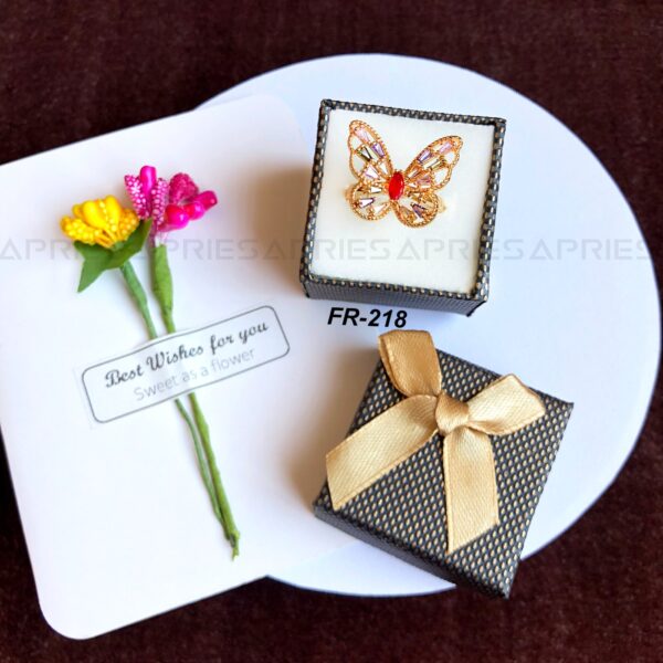 Diamond Cut Stone Butterfly Finger Ring | FR-218