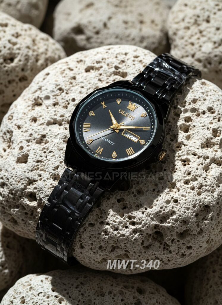 Olevs Black Color Men's Chain Watch | MWT-340